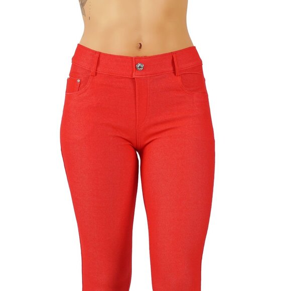 Jean Look Cotton Blend Jeggings Tights Slimming - Picture 2 of 6